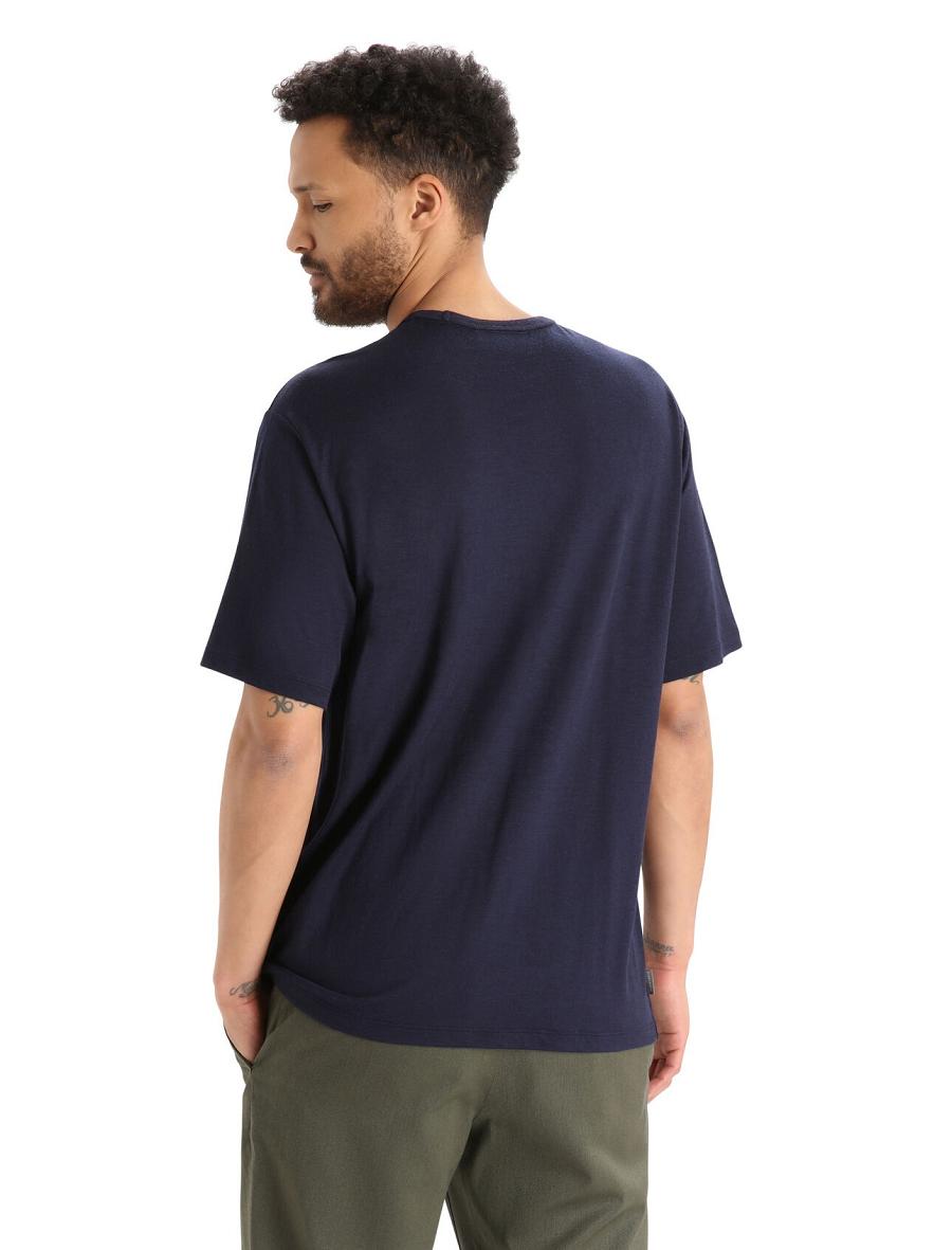 T Shirts Icebreaker Merino Granary Corta Sleeve Pocket Homme Bleu Marine | FR 1156RVDW